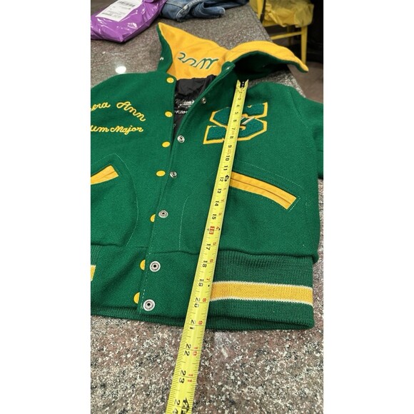 Vintage Authentic SHS South High Letterman Jacket Small Green Gold EUC Women’s - Picture 12 of 16